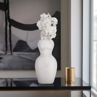 Sagebrook Home 12" Dolomite Torso Vase - Contemporary Modern Woman Body Form Decorative Vase