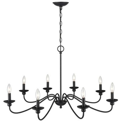 Delvona Matte Black 8-Light Candle Chandelier