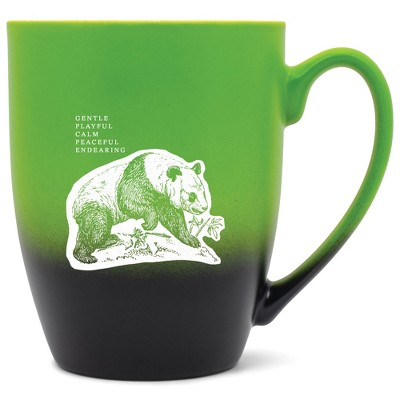 Elanze Designs 12 Ounce Ceramic Decorative Laser Engraved Giftable Novelty Tea Coffee Cup Mug Green and Black Panda Gentle Playful Calm Peaceful