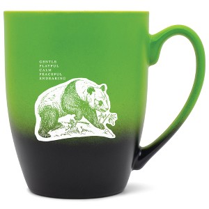 Elanze Designs 12 Ounce Ceramic Decorative Laser Engraved Giftable Novelty Tea Coffee Cup Mug Green and Black Panda Gentle Playful Calm Peaceful - 1 of 4