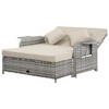 Resenkos Patio Rattan Luxury Set With Cushions, Wicker Loveseat Lounger, Storage Ottoman, Coffee & Side Tables, Khaki - 2 of 4