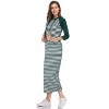 Womens Hoodie Sweat Dress 3/4 Sleeve Slim Fit Hooded Maxi Dress Stripe Summer Dress Soft Lounge Dress - 2 of 3