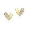 Guili 14K Gold Plated Heart Stud Earrings with Paved Clear Cubic Zirconia Offer a Romantic Sparkle with a Sleek, Elegant Design for Everyday Wear - 2 of 2