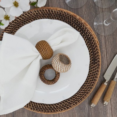 Natural Woven Rattan Napkin Rings Set of 4