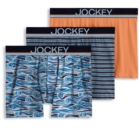 Jockey Men's Casual Cotton Stretch 3 Trunk - 3 Pack S Blue  Current/bonfire/chambray Stripe : Target