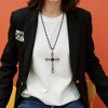 Anna-Kaci Women's Gothic Cross Pendant Necklace with Crystal Accents and Beaded Chain - Black - 4 of 4