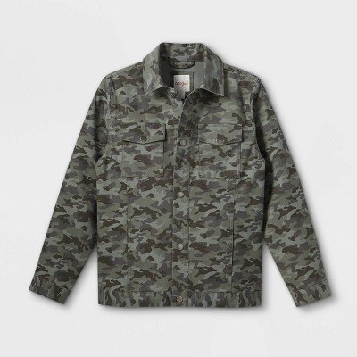Boys' Button-Up Camo Shirt Jacket - Cat & Jack™ Olive Green