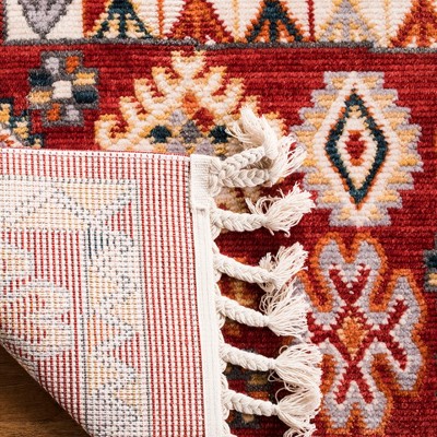 Red and Ivory Medallion Boho Cotton Area Rug 3' x 5'