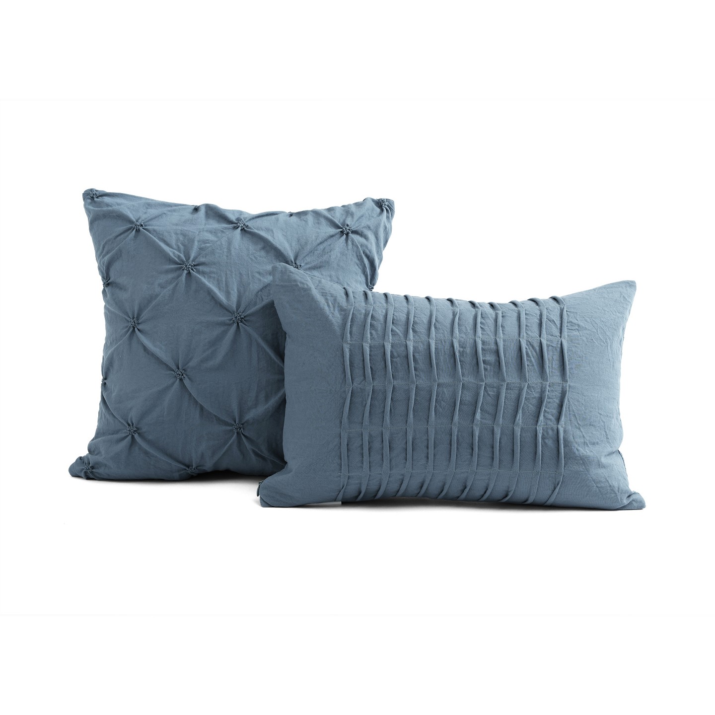 Постельное бельё Lush Decor Ravello Pintuck Comforter Stormy Blue - 5 Piece Bedding Set - Full / Queen, цвет: Синий — фото 5