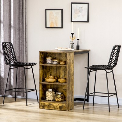 Black Metal and Rattan Counter Height Bar Stools Set of 2