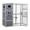 LAOTIES Large Wooden Outdoor Cat Enclosure with Waterproof Roof,2 Platforms,Pet House for Cats And Small Animals - 3 of 4