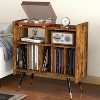 TIRAMISUBEST Mid-Century Modern Vinyl Record Player Stand, TIRAMISUBEST Turntable Storage Cabinet with Charging Ports (Brown) - 3 of 4