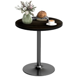 HOMCOM Round Dining Table for 2-4 People, Modern Kitchen Table with Wood Grain Top and Round Base for Dinning Room, Living Room, Home Office, Black - 1 of 4