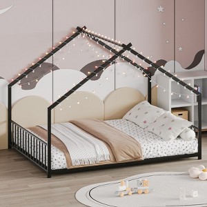 NicBex Twin/Full Size Bed Frame,Roof-shaped Iron Frame Bed with LED Light Strips,Platform Bed for Adults,Kids,Teens,No Box Spring Needed - 1 of 4
