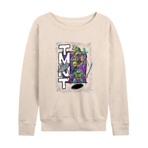 Women's - Teenage Mutant Ninja Turtles - Donatello, Raphael, Leonardo, & Michelangelo Lightweight French Terry Wide Neck Long Sleeve Shirt - 1 of 4