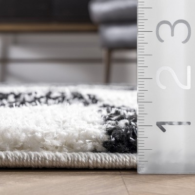 4' x 6' Black and White Reversible Shag Area Rug