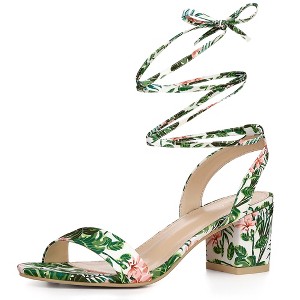 Allegra K Women's Block Heel Lace Up Heel Sandals - 1 of 4