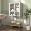 VYNXARIA Heavy - Duty Metal Storage Cabinet with White Finish, Doubling as Decorative Bookshelf, Featuring Glass Doors & 2 Adjustable Shelves - 2 of 4