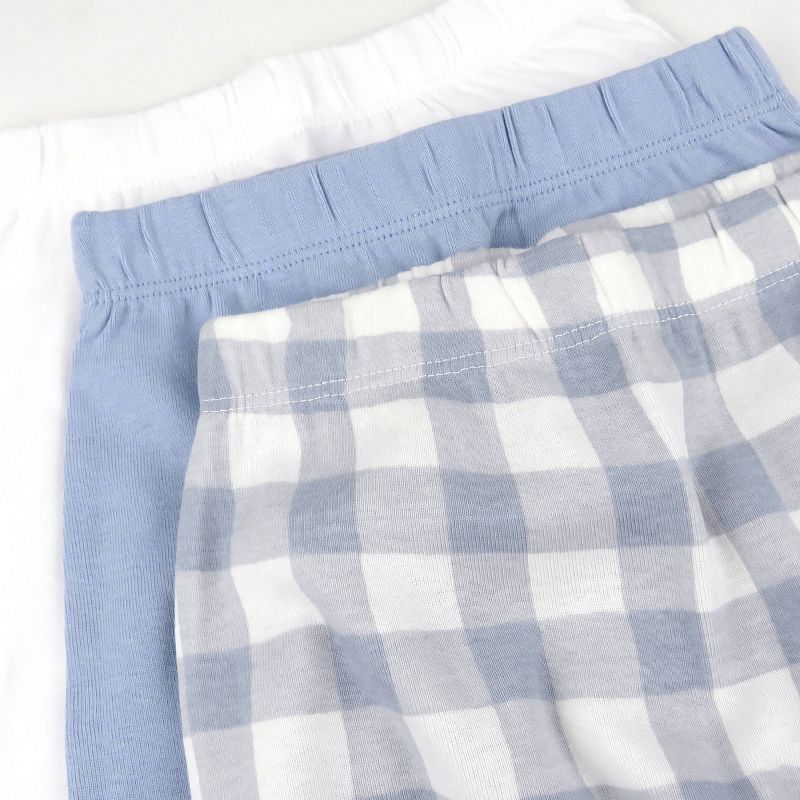 Honest Baby 3pk Painted Buffalo Check Footed Harem Pants - Blue, 2 of 6