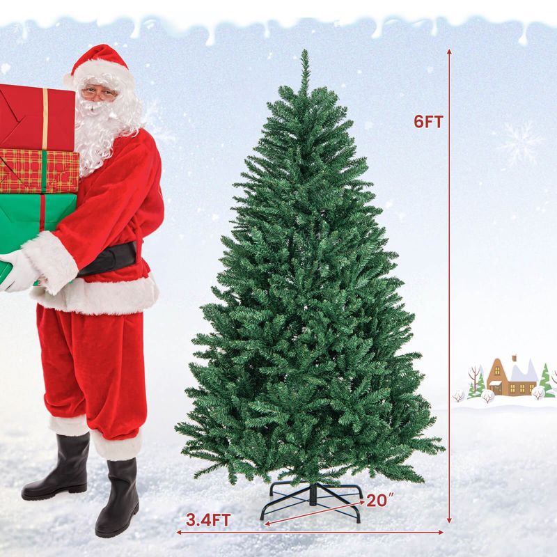 Costway 6ft Hinged Artificial Christmas Tree Unlit Douglas Full Fir Tree w/ 1355 Tips, 4 of 11