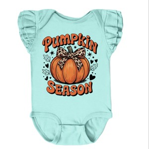 The Juniper Shop Coquette Pumpkin Season Leopard Flutter Sleeve Bodysuit - 18M - Seafoam - 1 of 4