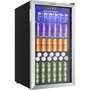 EUHOMY 17.5" Single Zone 126 Cans 3.2 Cu.Ft. Beverage Cooler, Silver - 1 of 4