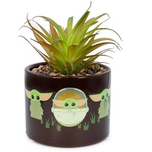 Silver Buffalo Star Wars: The Mandalorian The Child Ceramic Planter with Artificial Succulent - 1 of 4
