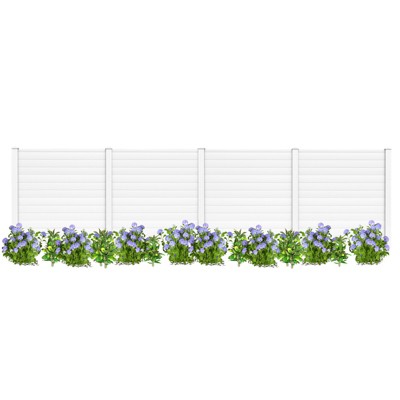 Tangkula 1PC/2PCS Outdoor Privacy Fence Panel 2 Picket PVC Decorative Fence w/3 Cuspidal Stakes Trash Enclosure & Air Conditioner Freestanding Fence for Garden White