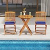 Costway Outdoor Folding Chairs Set of 2 Acacia Wood High-Back Chair with Seat Cushions Beige/Red/Navy - 4 of 4