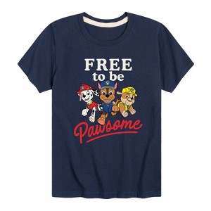 Boys' - Paw Patrol - Free To Be Pawsome Chase Marshall Rubble Short Sleeve Graphic T-Shirt - 1 of 4