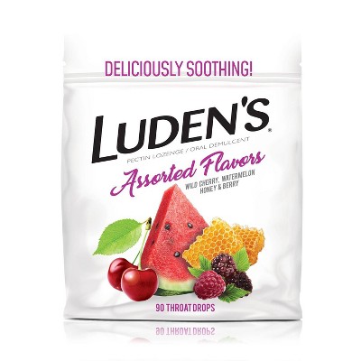 Luden's Soothing Throat Drops for Sore & Irritated Throats - Wild Cherry, Watermelon, Honey & Berry - 90ct