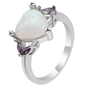 Milana Statement Ring Purple Cz Heart Fire Opal for Women Ginger Lyne Collection - 1 of 4