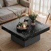 Hommoo Farmhouse Square Coffee Table with LED Light Black - 4 of 4