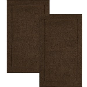 Hawmam Linen Bath Mats, Pack of 2-100% Ring Spun Cotton, Banded Design, Highly Absorbent, Machine Washable for Bathroom Floor Towel - 1 of 4