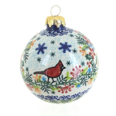 Blue Rose Polish Pottery Vena Large Christmas Ball