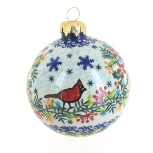 Blue Rose Polish Pottery Vena Large Christmas Ball - 1 of 1