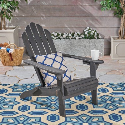 Cara Dark Gray Foldable Acacia Wood Adirondack Chair