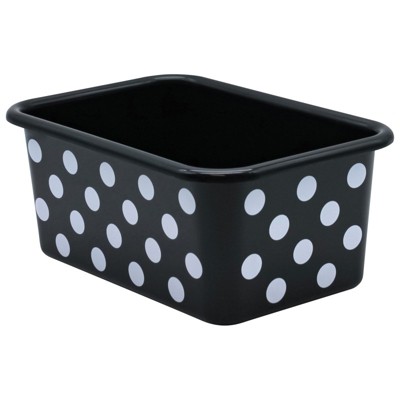 Teacher Created Resources White Polka Dots on Black Small Plastic Storage Bin (Pack of 6)