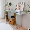 60" Modern Mirrored Console Table,Rectangular Entryway Accent Table with Tempered Glass,Sofa Table for Living Room or Hallway-Coolbibila - 3 of 4