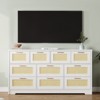 Farmhouse Wood Chest of Drawers for Bedroom, 59" Rattan 10 Drawer Dresser, Wide Storage Organizer TV Stand for Living Room, Entryway, Closet - 3 of 4