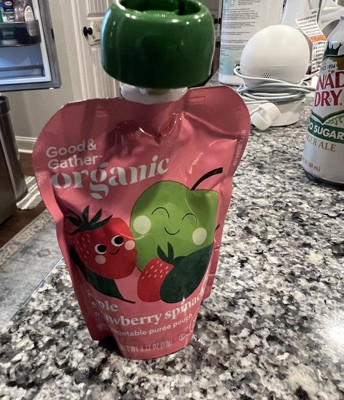 Apple Strawberry Spinach Fruit Puree Pouches - 38.04oz/12ct - Good ...