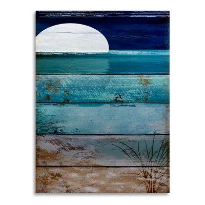 Trademark Fine Art - Color Bakery 'Beach Moonrise I' Floating Brushed Aluminum Art