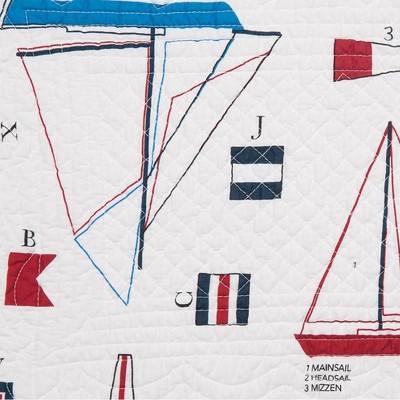 Windward Port Nautical Patriotic Cotton Quilted Reversible Placemats, 13" x 19", Set of 6