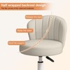 RISOKEYS PU Leather Small Scallop Desk Chair with Back,Cute Armless Rolling Vanity Chair,Height Adjustable for Bedroom Office - 4 of 4