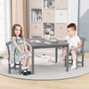 Costway Wooden Kids Table and 2 Chairs Set with Rubber Wood Legs Anti-slip Foot Pads White/Gray - 2 of 4