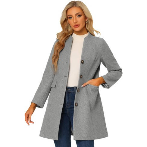 Allegra K Women's Lapel Single-Breasted Long Outerwear Winter Coats :  : Clothing, Shoes & Accessories