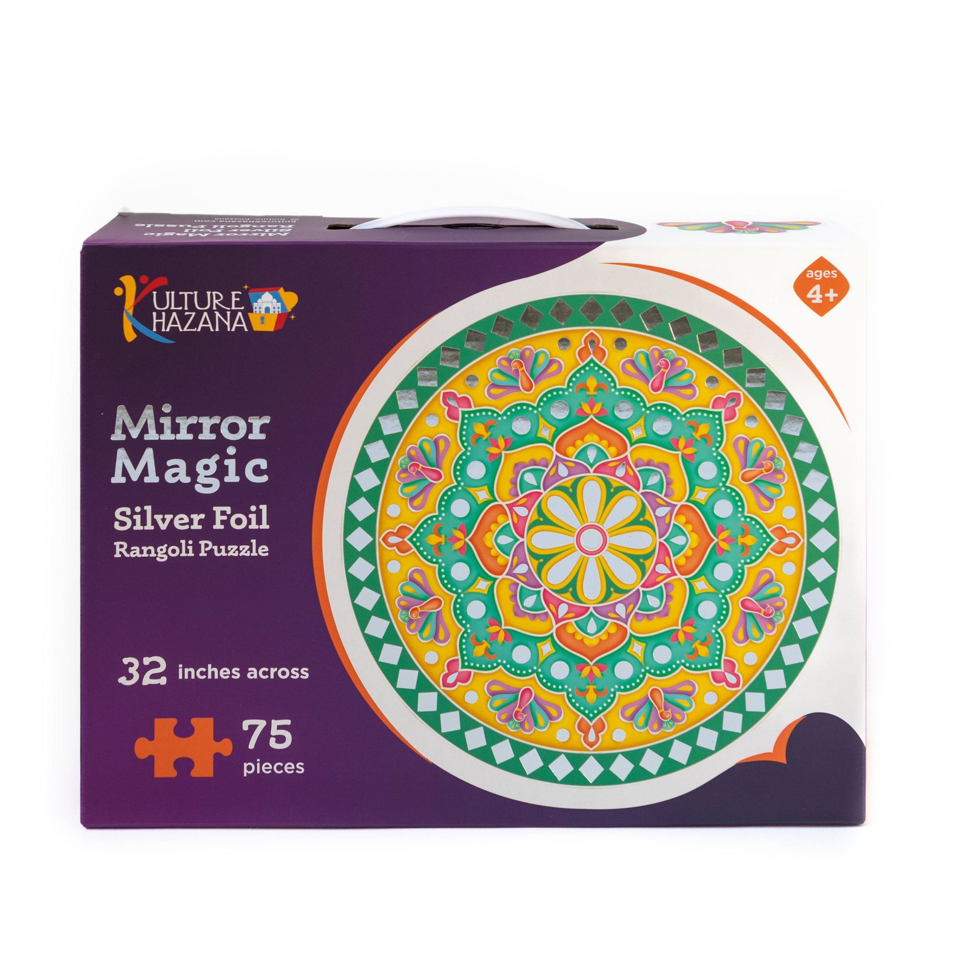 Kulture Khazana Magic Mirror Silver Foil Rangoli Puzzle - 75pc