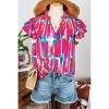 Women's Boho Abstract Brush Ruffled Sleeve Frill Blouse - fashionworks - 2 of 3