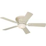 52" Casa Vieja Ancestry Shabby Chic Hugger Indoor Ceiling Fan with Dimmable LED Light Remote Control Rubbed White Frosted Glass for Living Room House