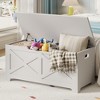 39.4in / 23.6in Storage Chest, Wooden Storage Bench With 2 Safety Hinges, Easy Assembly, Large Toy Chest for Entryway, Living Room, Bedroom - 2 of 4